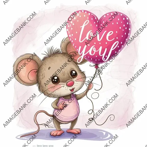 Adorable Cartoon Mouse Holding: Cute Little Brown Mouse Character