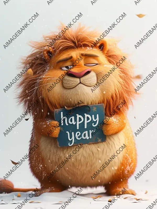 Chubby Tortoiseshell Lion: Adorable Fluffy Cartoon Character