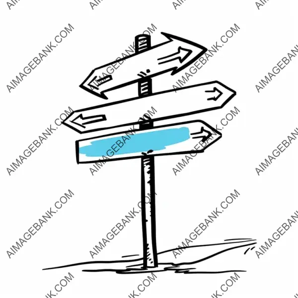 Illustration of Signpost Showing Many Directions: Flat Style