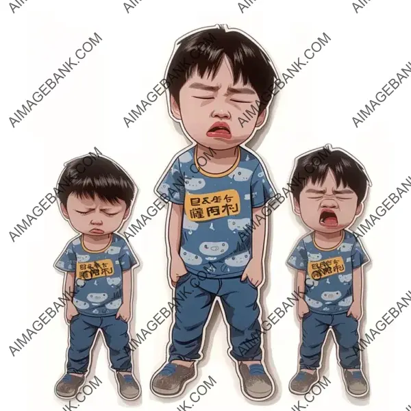 Boy Sticker Design: Playful Cartoon Illustration