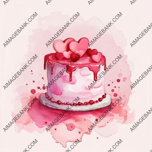 Valentine&#8217;s Day Cake: Simple Illustration