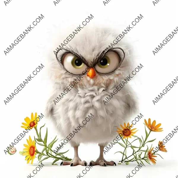 Playful Illustration of Super Funny Grumpy Birds and Flowers