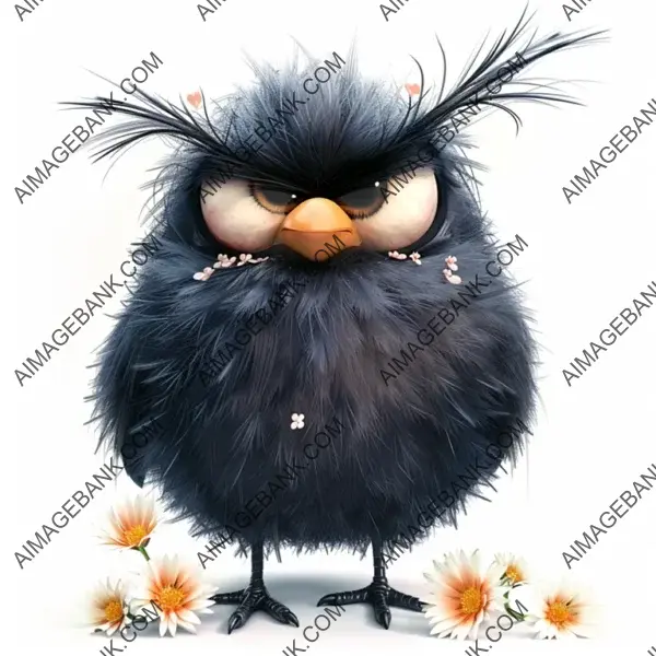 Whimsical Design: Super Funny Grumpy Birds and Flowers