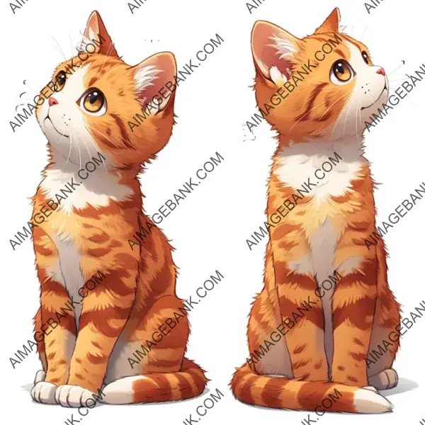 Cat Front and Rear Views: Cute Cartoon Illustration