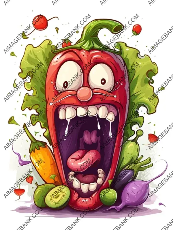 Funny Cartoon: Vegetables Screaming in Surprise