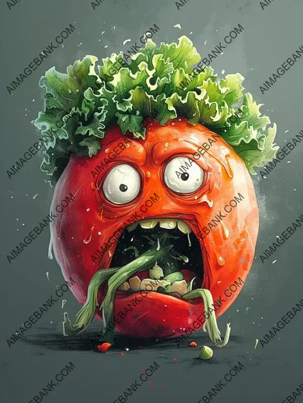 Screaming Vegetables: Funny Cartoon Illustration