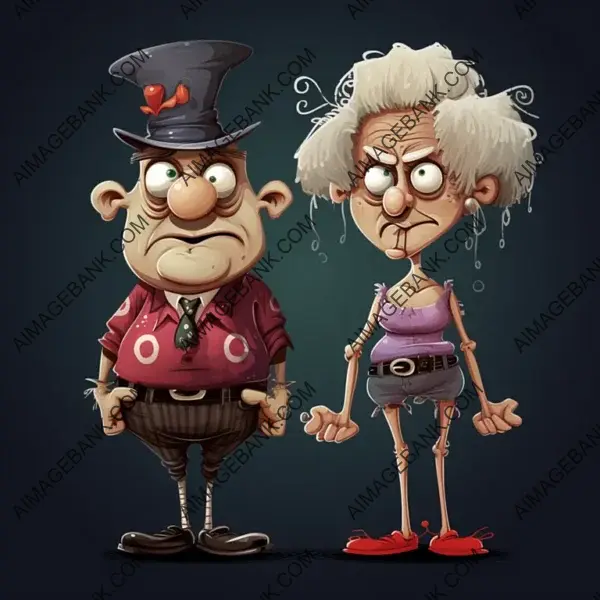 Design a Cartoon Artwork Depicting Two Funny Dirty Characters, One Male and One Female &#8211; Cartoon