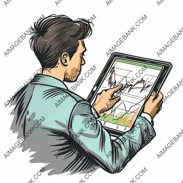 Businessperson Checking Stock Prices &#8211; Cartoon