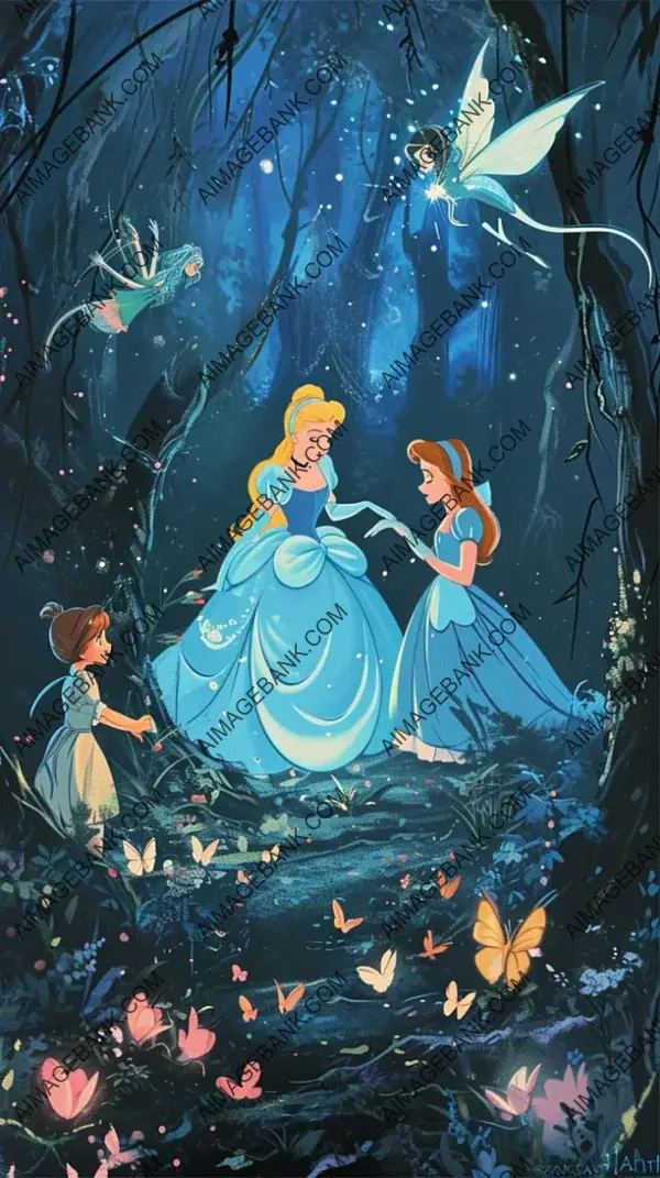Create a Poster Featuring Cinderella, Alice, and Tinkerbell &#8211; Cartoon