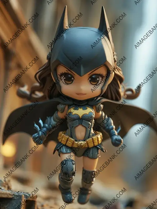 Dynamic Flying Pose of Female Batman in Nendoroid Style &#8211; Cartoon