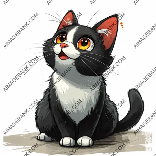 Illustration of a Funny Cat Character in Cartoon Style