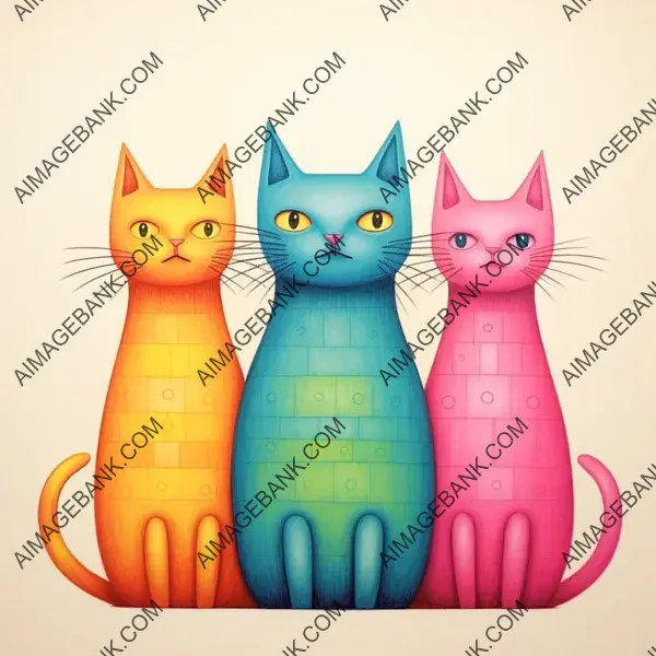 Funny Cat Cartoon with Simple Design and Pastel Colors