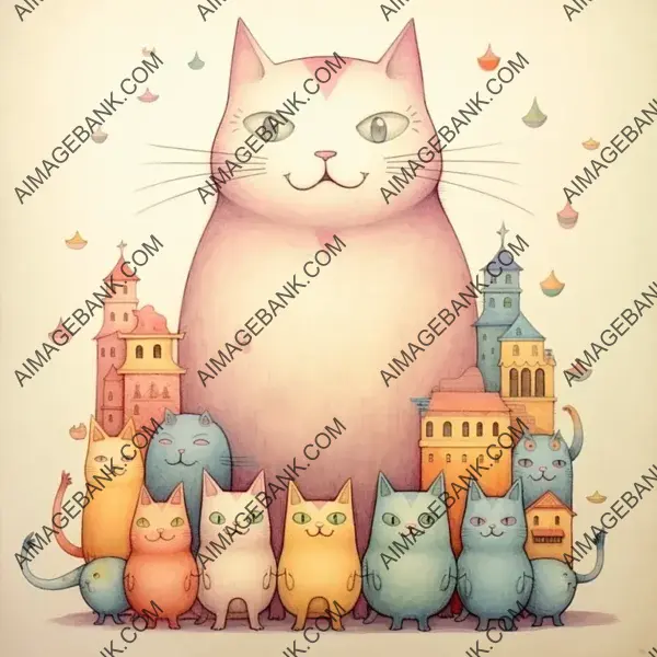 Cartoon: Create a Humorous Cat Cartoon with Pastel Colors