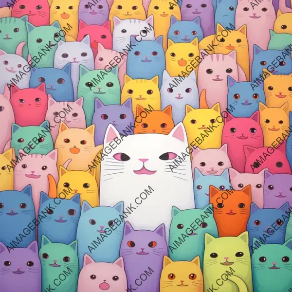 Cartoon: Illustration of a Playful Cat in Pastel Colors