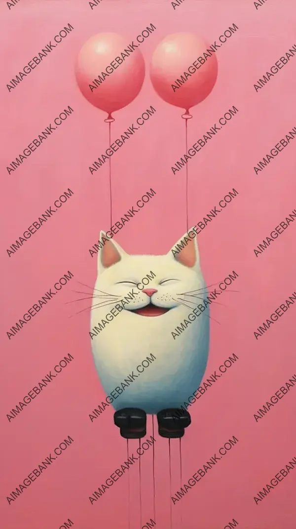 Illustration of a Funny and Playful Cat Cartoon in Pastel Style &#8211; Cartoon