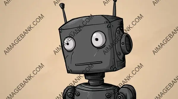 Cartoon: Illustration of a Playful Rimworld Robot Character