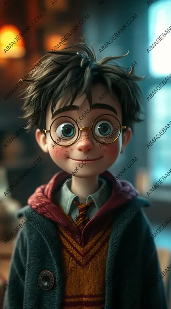 Cartoon: Illustration of a 3D Harry Potter Character in a Room