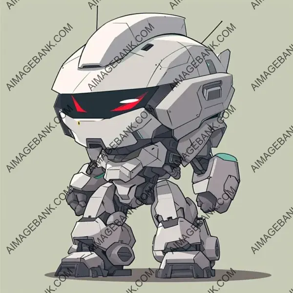 Cartoon: Yoji Shinkawa Style Illustration of a Humorous 2D Chibi Mecha