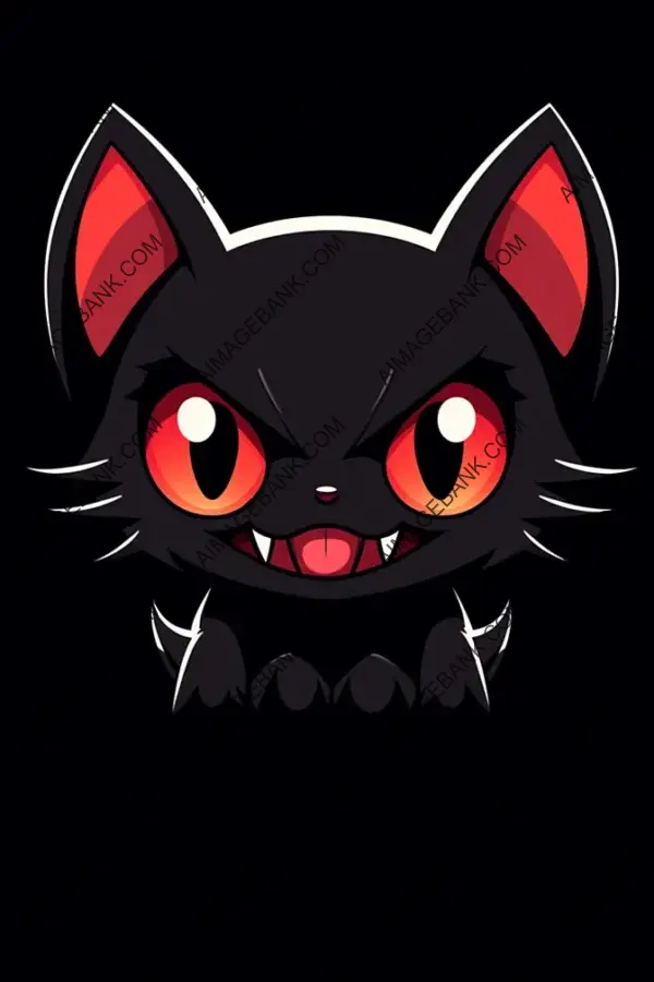 Logo Design: Black Vampire Cat Showing Its Teeth &#8211; Cartoon