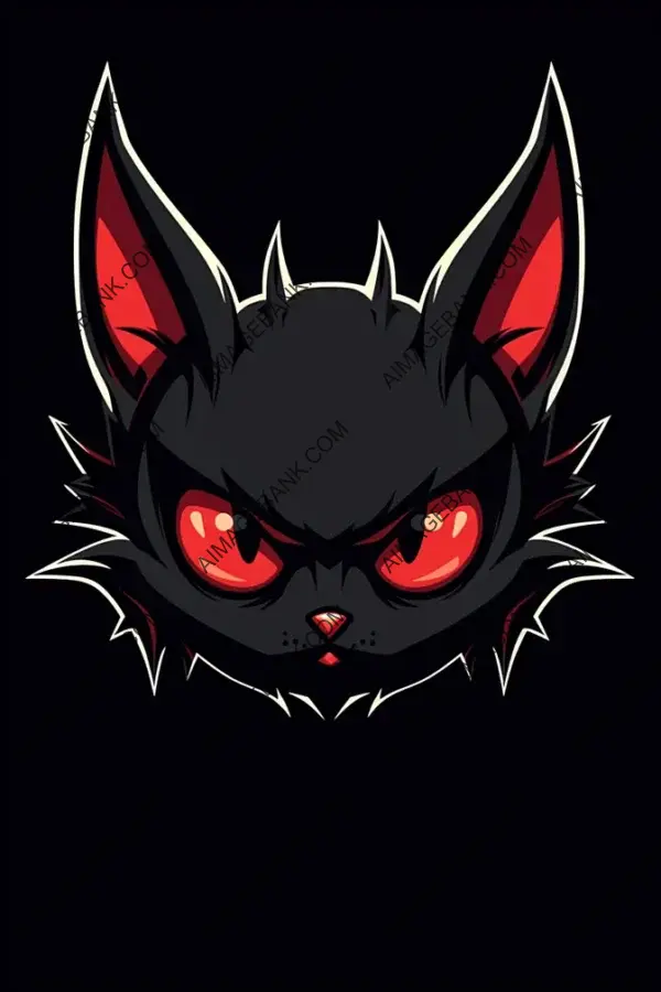 Cartoon: Logo Design of a Fierce Black Vampire Cat