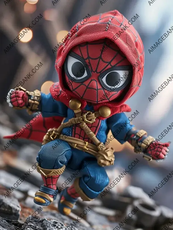 Cartoon: Create a Male Spider-Man in Dynamic Flying Pose Nendoroid