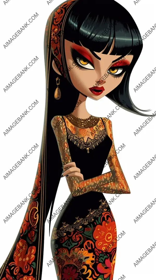 Design a Detailed Manga-Style Chibi Version of a Persian Queen &#8211; Cartoon