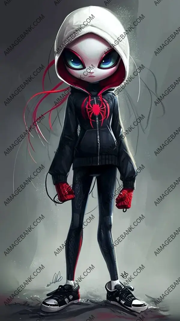 Cartoon: Create a Chibi Style Illustration of Spider-Gwen in Detailed Manga Style