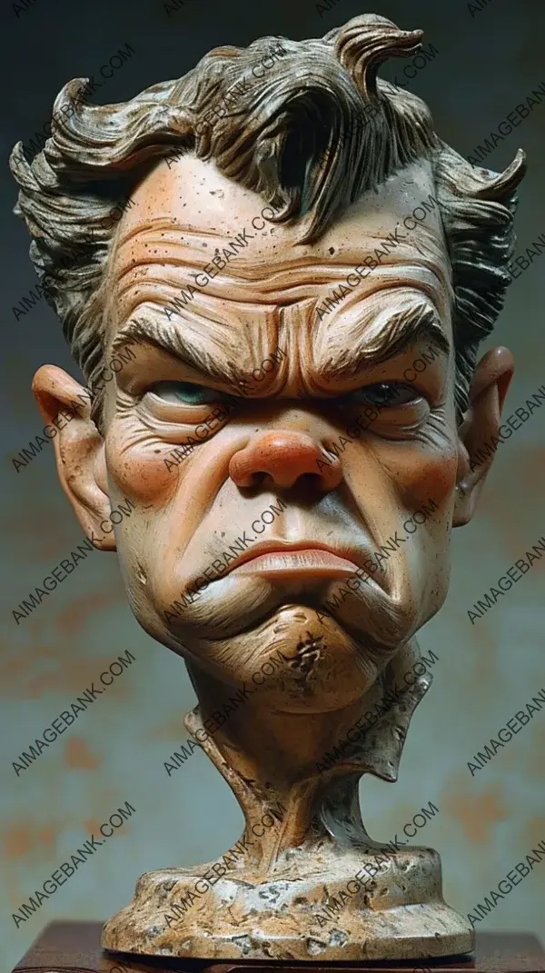 Matt Damon Sculpture: Exaggerated Caricature Portrait