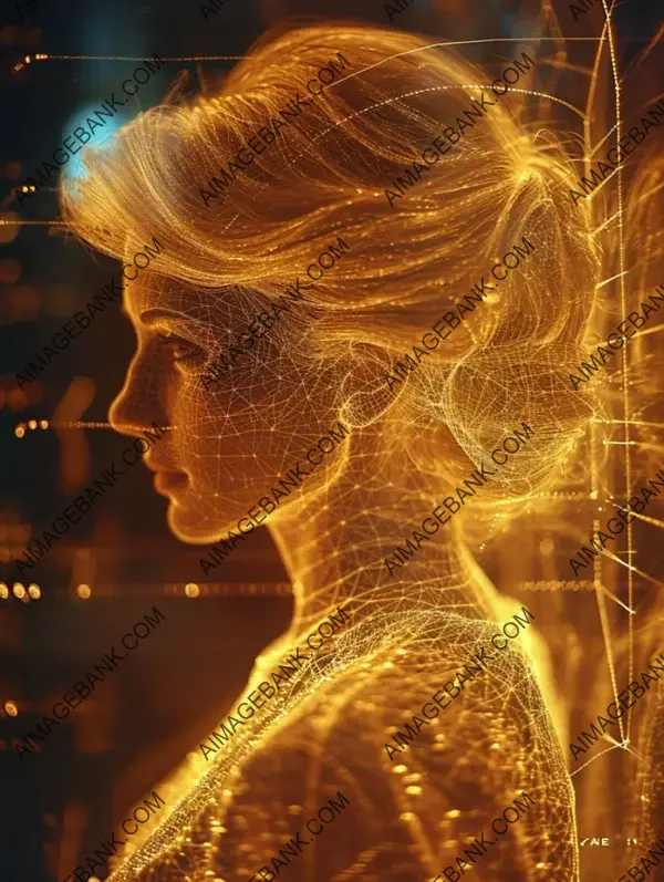 Golden Wireframe Tribute: Princess Diana Hologram