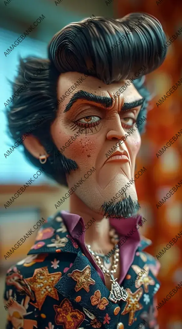 Rock &#8216;n&#8217; Roll Elvis Presley Cartoon: 3D Character Tribute