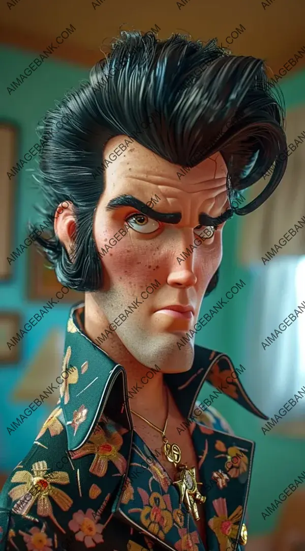 3D Character Tribute: Cartoon Rock &#8216;n&#8217; Roll Elvis Presley