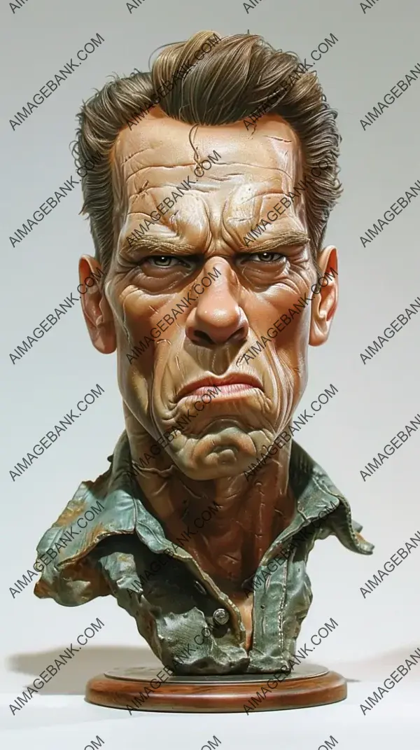 Extreme Caricature Sculpture of Arnold Schwarzenegger