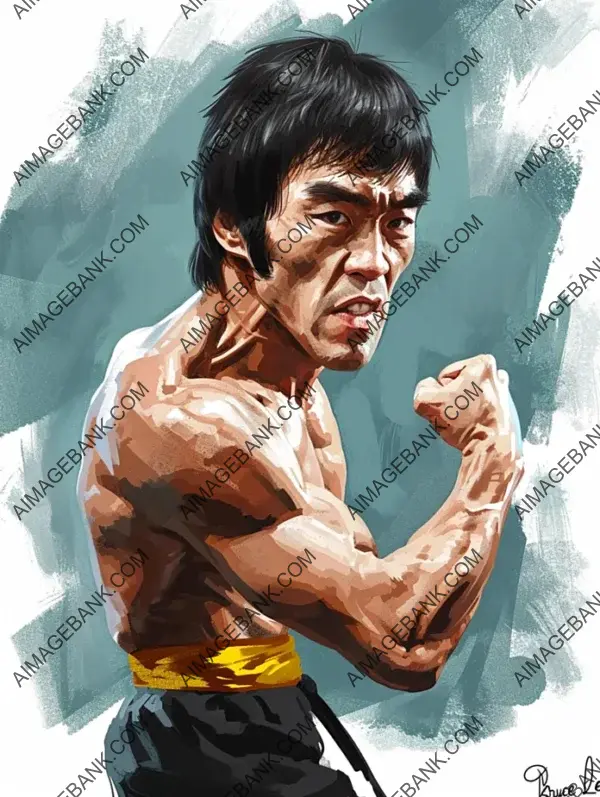 Bruce Lee Full Body Caricature: Stylish Artwork