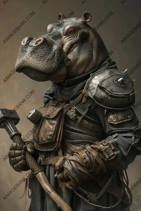 Costume Portrait: Anthropomorphic Hippopotamus Dressed as Shakespearean Character