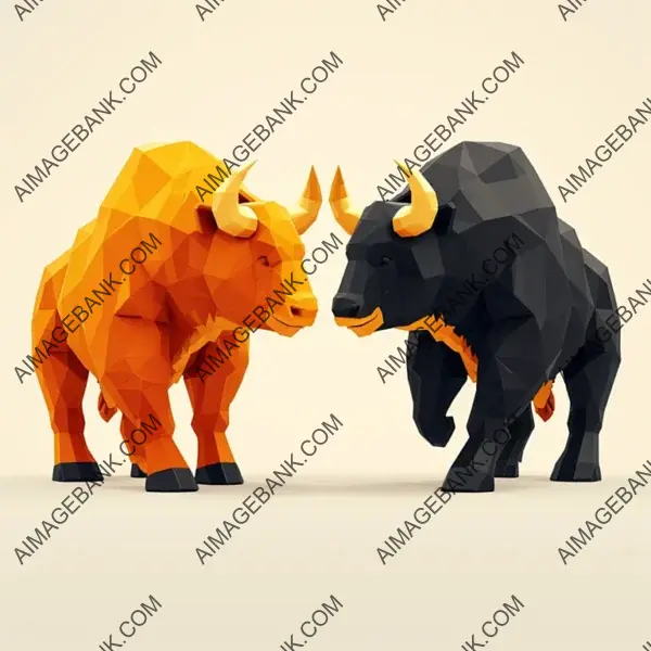 Isolated Bull and Bear Market Symbol: White Background
