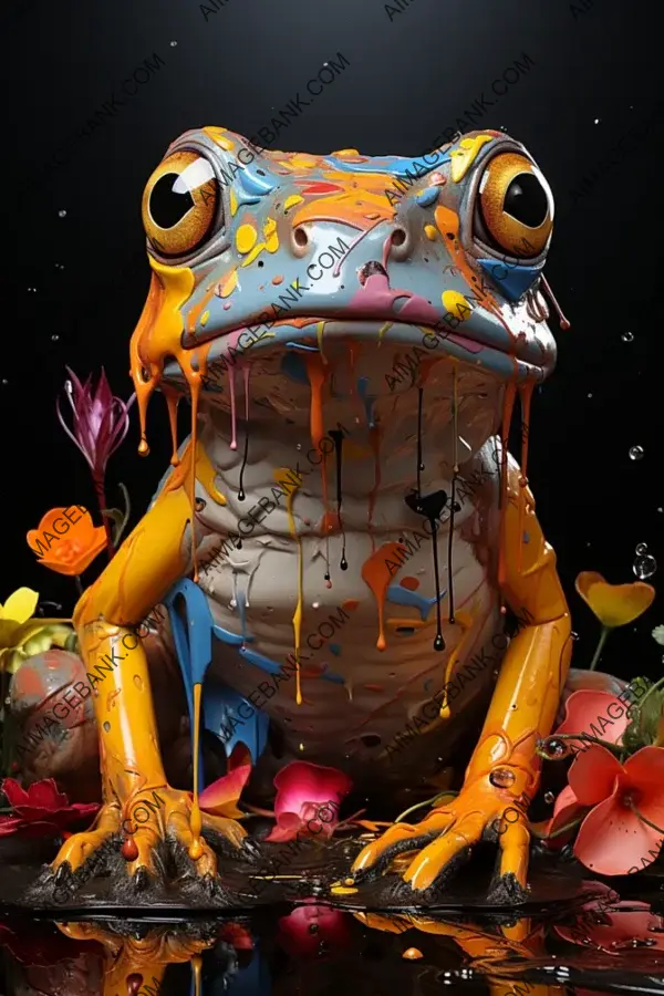 Majestic Full Body View of Realistic Frog: Abstract Art