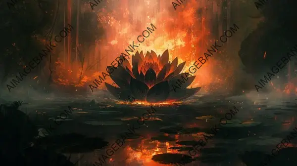 Digital painting portraying high-fantasy black lotus
