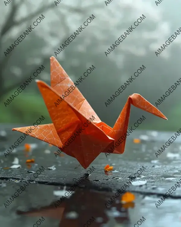 Macro photography showcasing orizuru paper origami crane