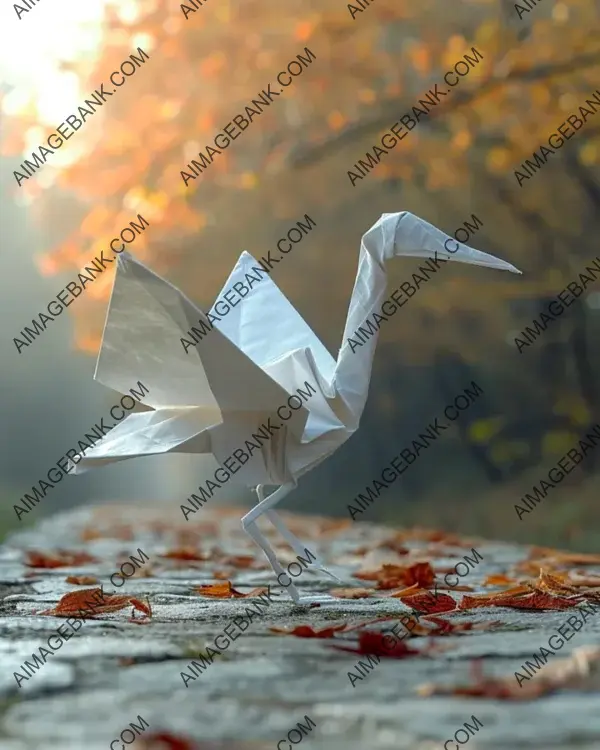 Orizuru paper origami crane captured in detailed macro photo