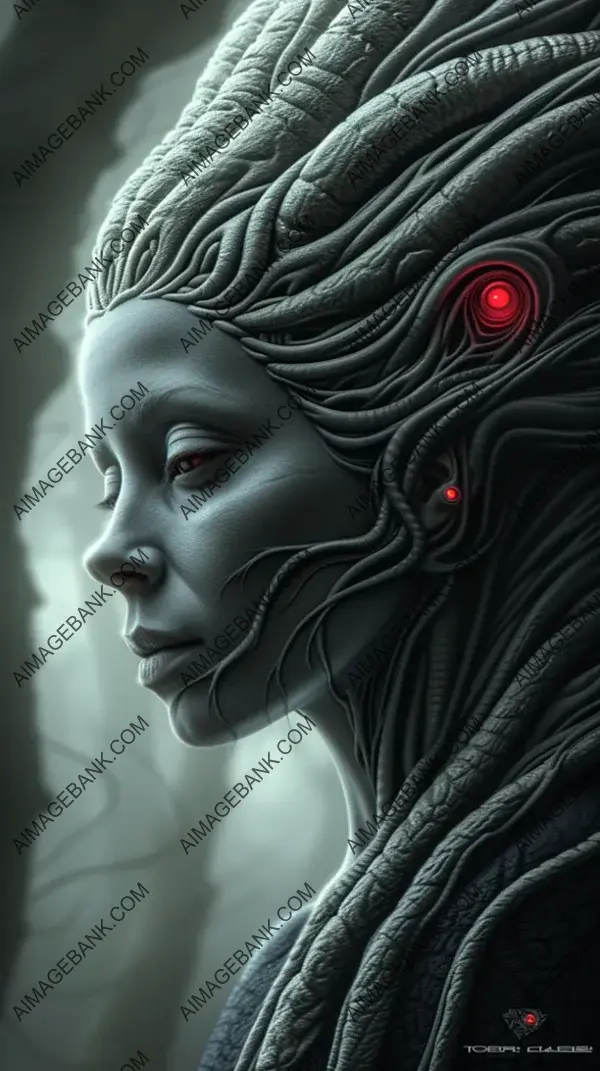 Alien Elegance: Intriguing Grey-Skinned Humanoid