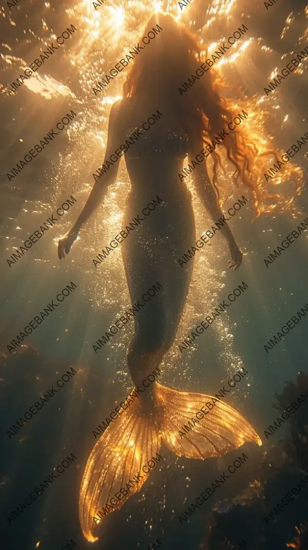 Radiant Sea Creature: Mermaid Jumping with Glowing Tail