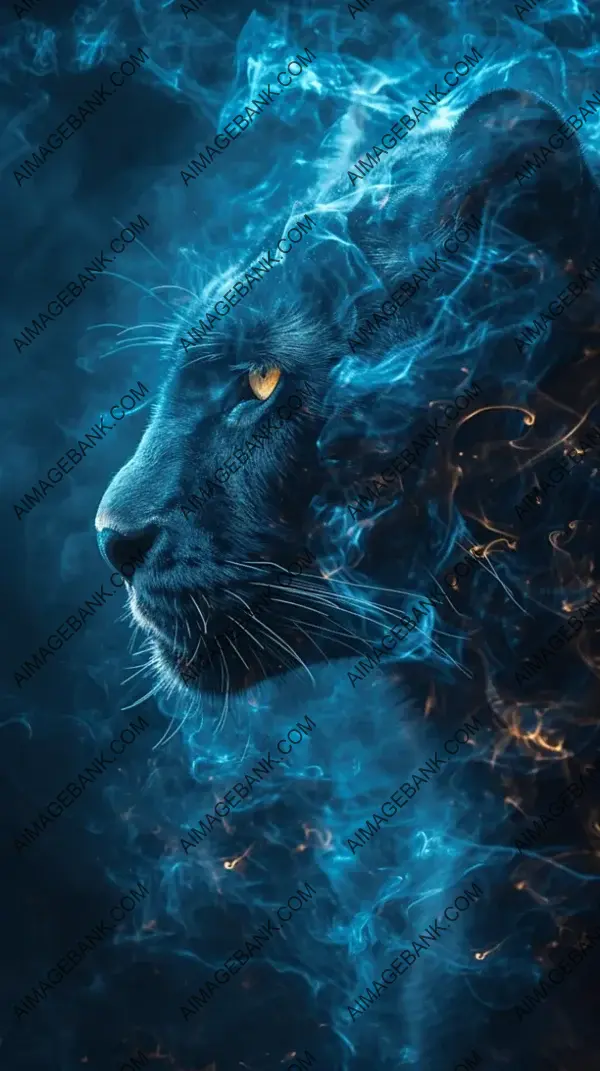 Ethereal Vision: Panther&#8217;s Head Formed from Swirling Smoke