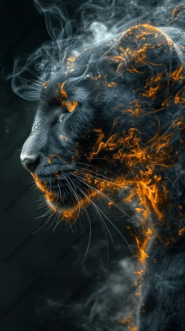 Enigmatic Illusion: Panther&#8217;s Head Materializes from Swirling Smoke