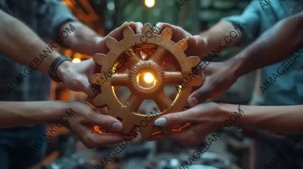 Unity in Diversity: Teamwork Symbol with Hands and Gears