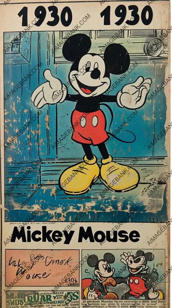 Classic Disney: Mickey Mouse&#8217;s Debut Comic Strip in Vintage Style