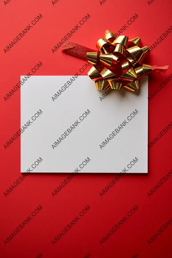 Elegant Stationery: White Rectangular Card with Large Shiny Gold Details