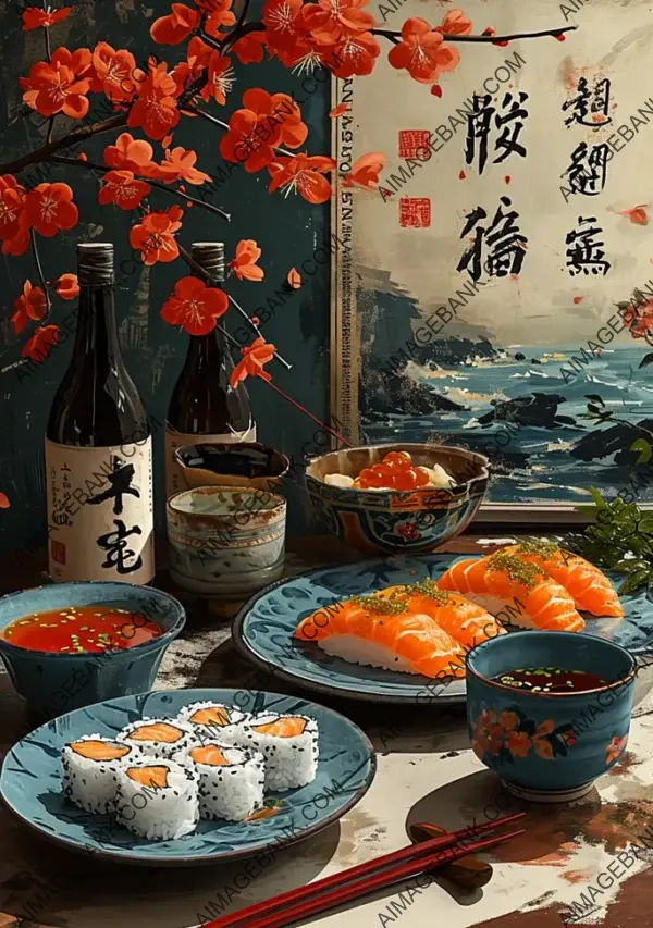 Sushi Typography: Asian Food Poster Showcasing Culinary Delights