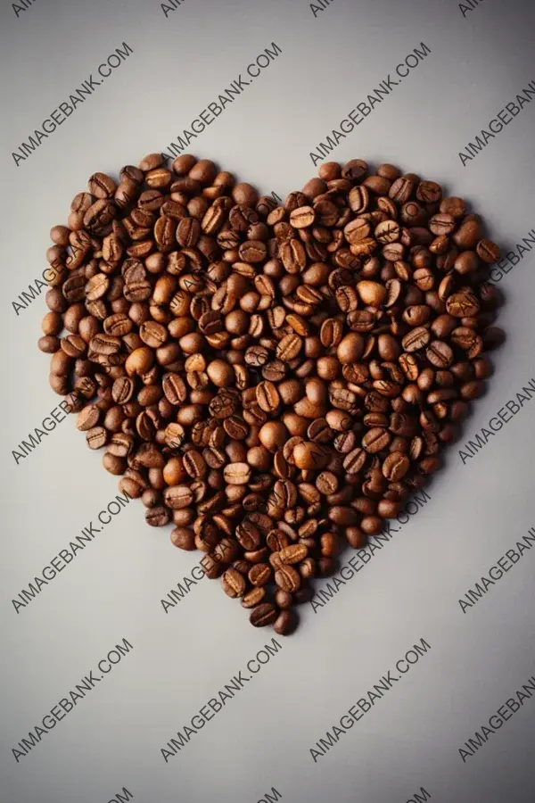 Love for Coffee: Heart-Shaped Coffee Beans in Muted Earthy Tones