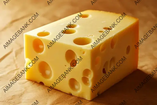 Emmental Cheese: Block of Medium-Hard Swiss in Yellow Hue