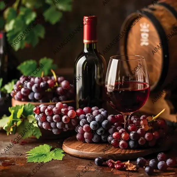 Wine and Grapes Display: Wooden Background for Vintage Appeal